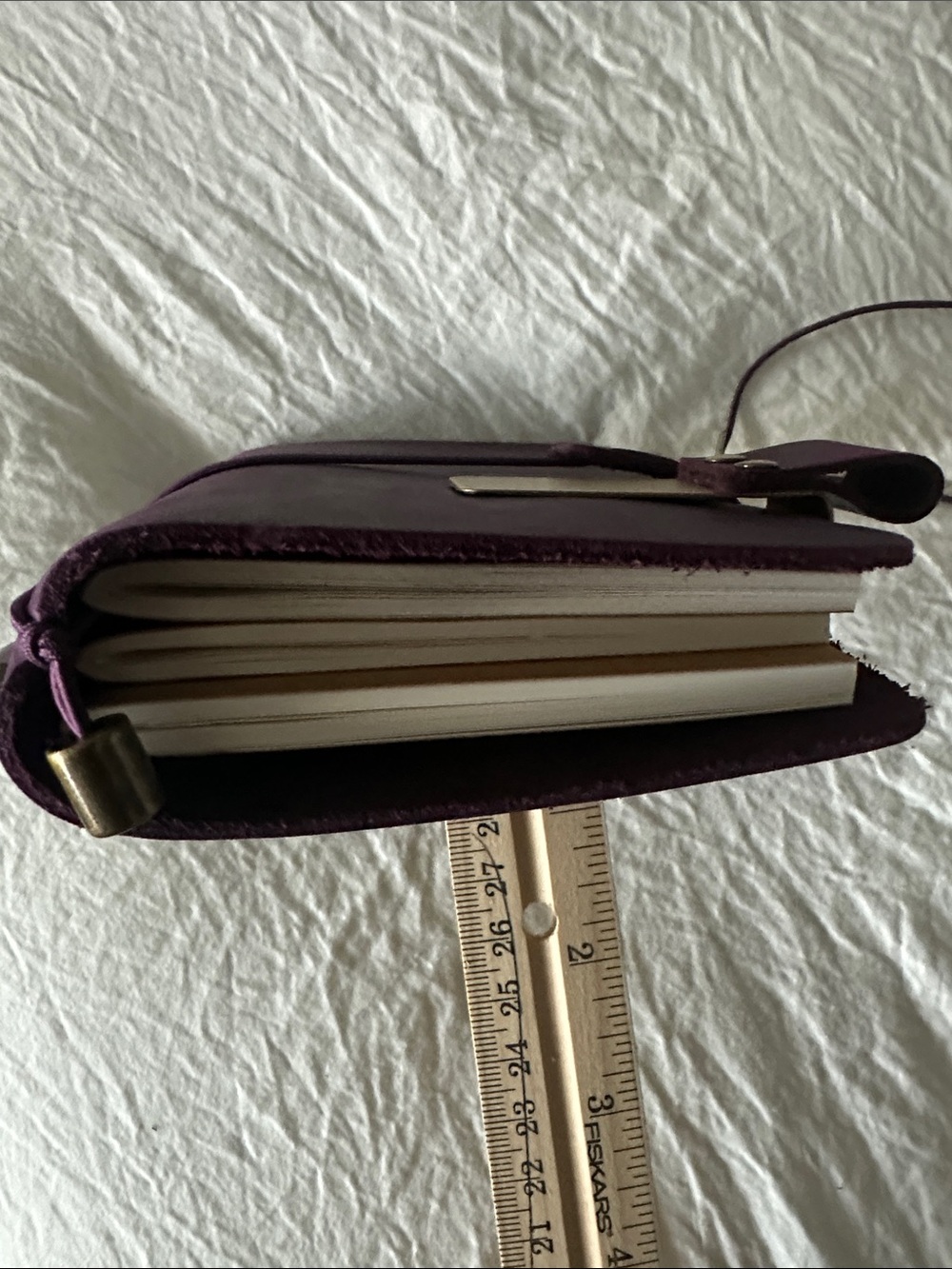 Leather Travel Notebook Cover - Purple -pocket size - Picture 5 of 6